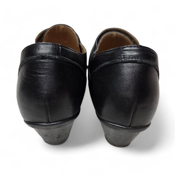 Aetrex Danielle Distressed Leather Monk Strap Heeled Loafers Women's Black 8.5 - Picture 4 of 11